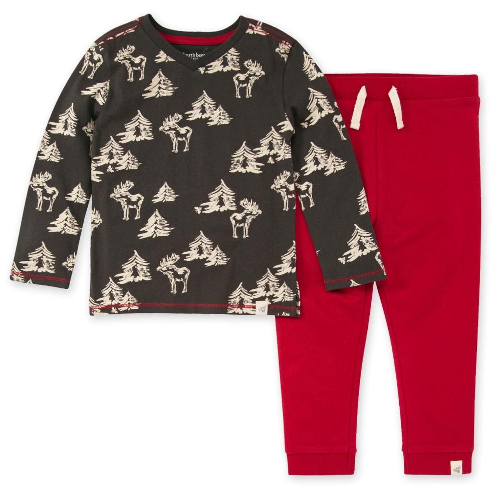 🌲 NWT - BURT'S BEES BABY | Kids Woodland Moose French Terry Set | Size 12M